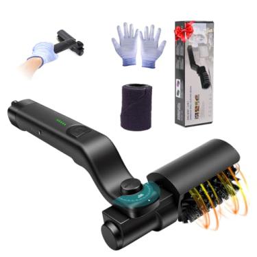 Imagem de Limpador elétrico automático de churrasqueira – escova de churrasco recarregável com cabeça de aço inoxidável e substituição abrasiva, ferramenta raspadora de grelha externa (preto)