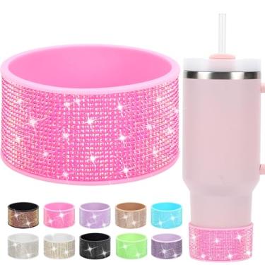 Imagem de 3tyto Bota de silicone com strass para Stanley Quencher de 1,134 g 850 g, protetor de silicone antiderrapante para Qunercher Pro Tour Flip 1,134 g 850 g, acessórios de copo para base cilíndrica