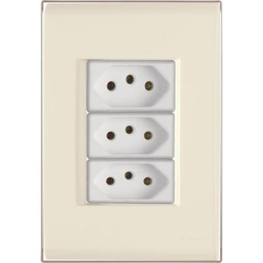 Imagem de Cj Três Tomadas Tripla 10a Liz Bege Tramontina Completo Pronto Tramontina