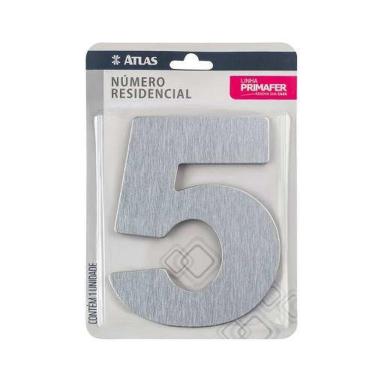 Imagem de Número Residencial 5 Cromado Adesivo Alumínio Acm Para Identificação De Residência
