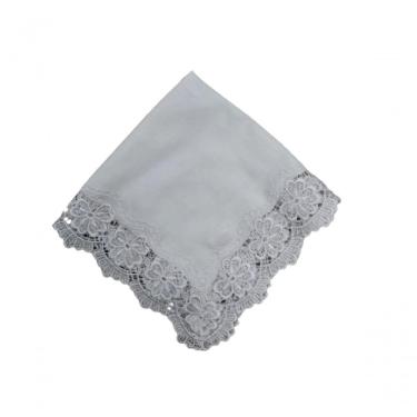 Imagem de Guardanapo Com Renda Em Flores Branco 45x45cm