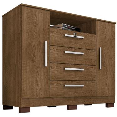 Imagem de Cômoda Rack Madri 2 Portas 4 Gavetas - Casa Chick Malbec