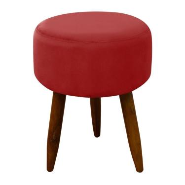 Imagem de Puff Banqueta Decorativo Pés Madeira Vermelho