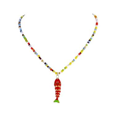 Imagem de BOOZIQ Colar de peixe dourado para mulheres, colares com pingente de peixe, boêmio, praia, peixe, pingente, colares coloridos, oceano, praia, sereia, joias, presentes, Zinco, Sem Pedra Preciosa