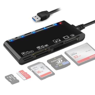 Imagem de Leitor de cartão USB 3.0 7 em 1, sem necessidade de driver, leitor de cartão de memória multi para cartões CF/XD/MS/SD/TF, velocidade de transferência de 5 Gbps, compatível com Windows/Mac/Linux