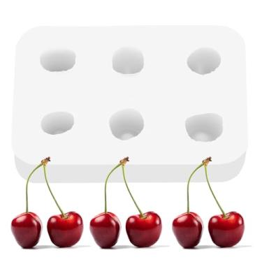 Imagem de Molde de cereja de silicone 3D molde de fondant de cereja artificial frutas chocolate moldes de silicone em forma de baga DIY topo de bolo ferramenta de decoração para geleia biscoito pudim cookies