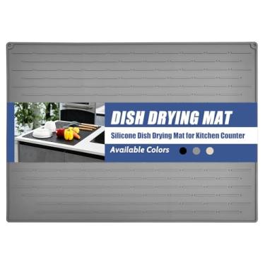 Imagem de Grande tapete de secagem de pratos de silicone, tapete de pia antiderrapante fácil de limpar tapete de escorredor de pratos grande resistente ao calor para balcão de cozinha, pia, geladeira ou forro