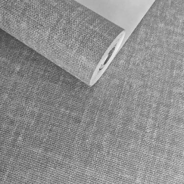 Imagem de Papel de Parede Quarto Sala Linho Cinza Vinílico Texturizado Importado