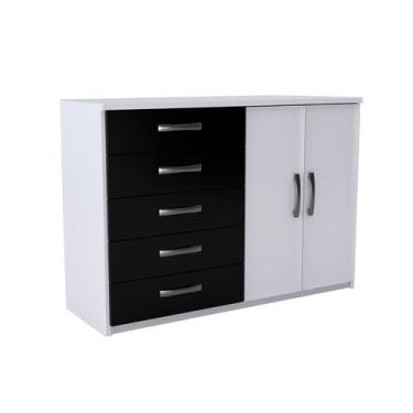 Imagem de Cômoda Panamá 2 PT 5 GV Branca e Preta - Mobly