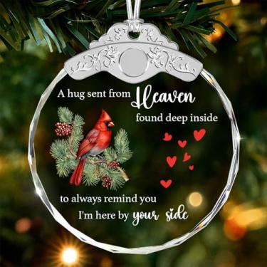 Imagem de Giftelix Enfeite de vidro – Um abraço enviado do céu – Enfeites de Natal – Presente de simpatia pela perda do ente querido – Presentes de luto – Lembrança de funeral – Ornamentos para árvore de Natal