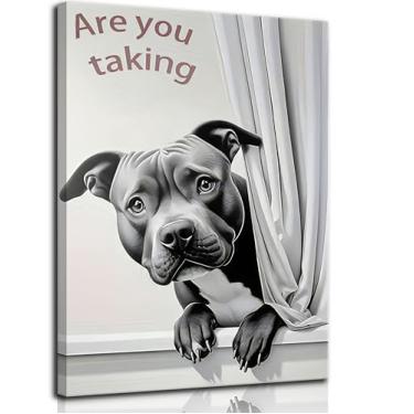 Imagem de KADEYEE Arte de parede de banheiro de cachorro engraçado buldogue francês espiando no vaso sanitário decoração de parede preto e branco pintura arte banheiro animal pôsteres impressões para banheiro