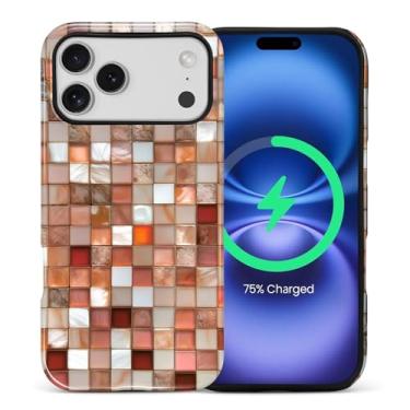 Imagem de casesok Capa para iPhone 17 Pro Max, compatível com MagSafe, capa rígida de camada dupla + capa de silicone, proteção total à prova de choque para iPhone 17 Pro Max - aparência de mosaico colorido