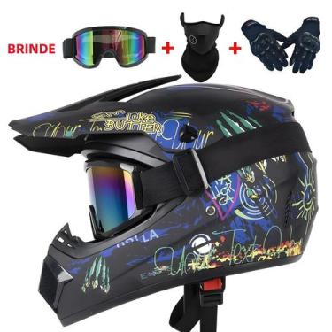 Imagem de Capacete De Motocross Integral Para Off-Road Com 3 Brindes Para Downhi