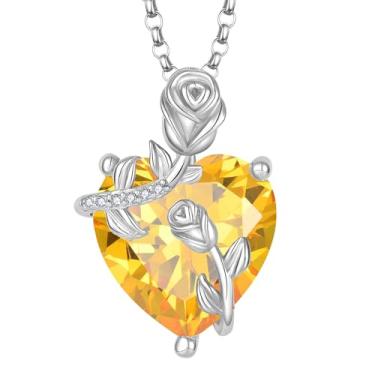 Imagem de EJARY Colares de coração para mulheres, prata esterlina S925, pingente de pedra do mês de nascimento, aniversário, dia das mães, presentes de Natal para mãe, esposa, amiga, one size, Metal, Sem Pedra