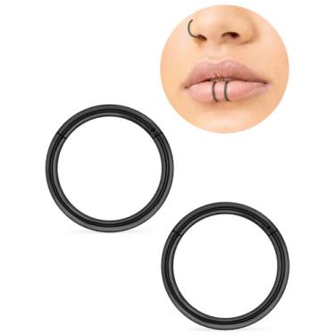 Imagem de 18G 16G 14G Masculino Feminino 316L Aço Cirúrgico Articulado Piercing de Nariz para Narina Septo Cartilagem Helix Brincos Orelha Daith Tragus Torre Conch Lip Ear Lobe Brincos Joias 6-16 mm Preto, 14G