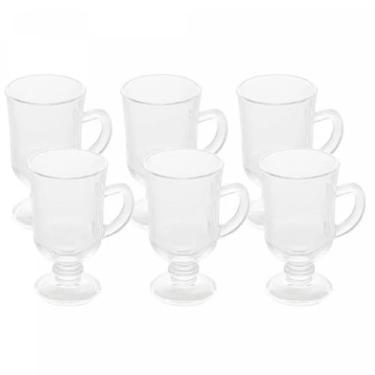 Imagem de Conjunto 6 Taças de Cappuccino café Alça e Pé de Vidro 114ml - Lyor