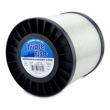 Imagem de Triple Fish Linha de monofilamento, teste de 40 lb/18,1 kg, 0,024 pol/0,60 mm de diâmetro, transparente, carretel de 2,26 kg, 7400 jardas / 6767 m