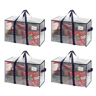 Imagem de VENO Pacote com 4 sacos de mudança e grandes caixas de armazenamento de Natal com tampas. Alternativa a caixas de mudança, suprimentos de embalagem para a faculdade. Sacolas resistentes extra grandes