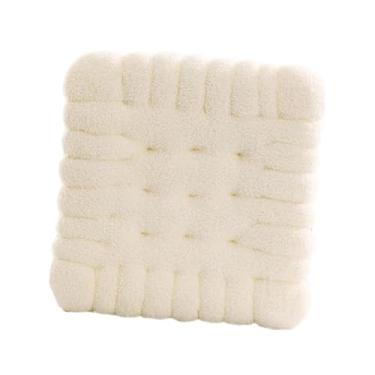 Imagem de ＡＷＨＡＯ Almofada de Assento em Formato de Biscoito, Almofada Macia para Meditação, Moderna, Confortável E Charmosa, Almofada de Chão para Quarto, Quadrado Bege E Branco, Tamanho real