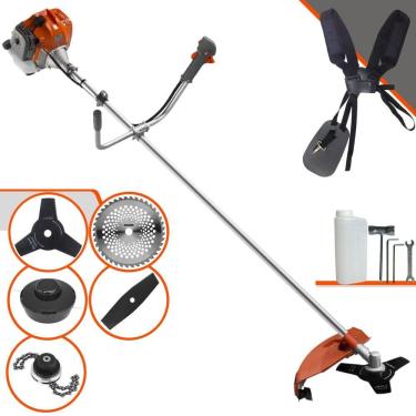 Imagem de Podador de Cortar Grama Tekna RL520ACN-TK À Gasolina 2T 2HP 52cc Com Lâmina Facão + Lâmina 3 Pontas + Disco 40 Dentes + Trimmer + Carretel de Nylon