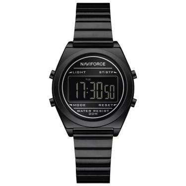 Imagem de Relógio Digital Feminino Com Pulseira De Aço Inoxidável De Quartzo Elegante Preto