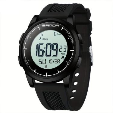 Imagem de Relógio Masculino Multifuncional Mostrador Digital Design Esportivo Moderno Impermeavel Preto Branco