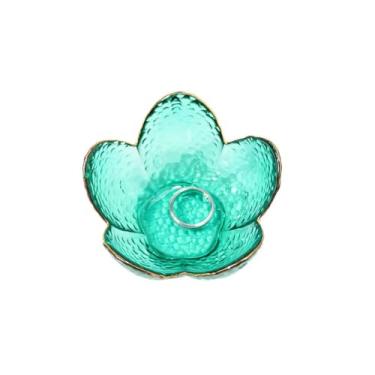 Imagem de Bandeja de joias com anel de flores, travessa de vidro (verde A)