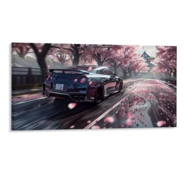 Imagem de HouLaiZhe R35 Carro Esportivo Flor de Cerejeira Posters Tela Estética Sala Decoração de Parede Impressões Galeria Sala Decoração de Parede para Quarto Sala de Estar Escritório 08 x 16 polegadas (20 x