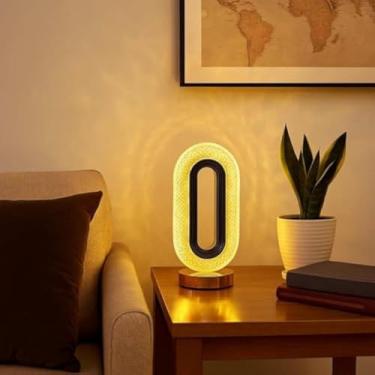 Imagem de Luminaria de mesa LED, oval, carregamento USB, design moderno, decorativa, para leitura, charmosa