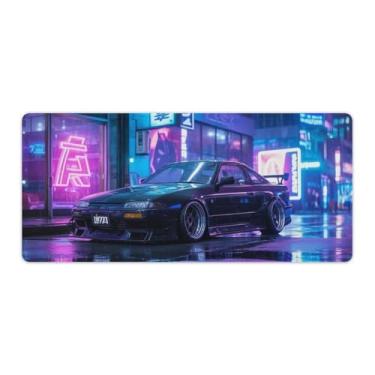 Imagem de HouLaiZhe 240sx JDM Carro Neon Night Grande Gaming Mouse Pad Tapete de Mesa Base de Borracha Antiderrapante Laptop Acessórios de Computador Suprimentos Bloco de Escrita para Escritório Casa 40 x 90 cm