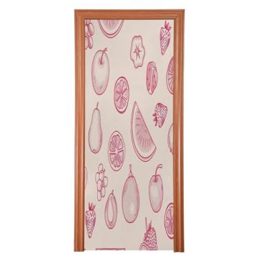 Imagem de Wassud Simple Line Art Fruits Door Cover Halloween Door Decoration Indoor Outdoor Banner House Decor Large Front Door Decor 81.3 cmx200.7 cm