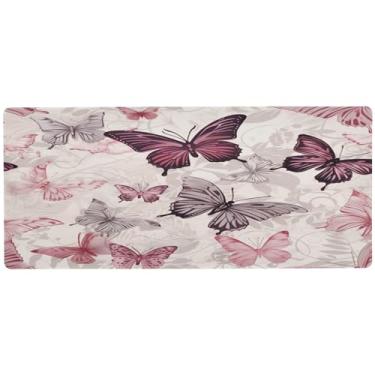 Imagem de Wassud Tapete de mouse borboleta para jogos com base de borracha antiderrapante, mouse pad longo para teclado de computador com borda costurada, almofada grande à prova d'água para escritório, casa