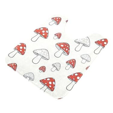 Imagem de Burbuja Tapete de banheiro cogumelos, tapete de banho absorvente de pelúcia macio, base de vaso sanitário antiderrapante para piso de banheiro, oval em forma de U