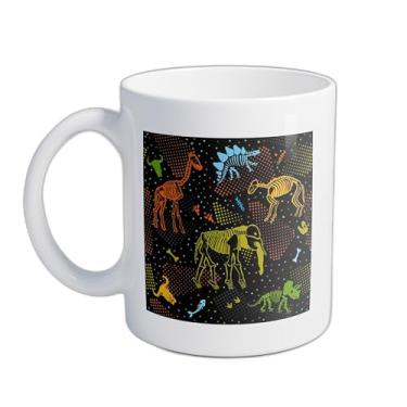 Imagem de Caneca Xícara Café Porcelana 300ml Com Desenho Animais Pré-Históricos