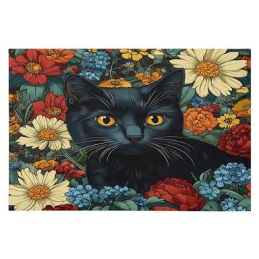 Imagem de CEBUGI Tapete de área 60 x 90 cm, macio, lavável, antiderrapante, com suporte de borracha, tapetes pretos para sala de estar, quarto, decoração de casa