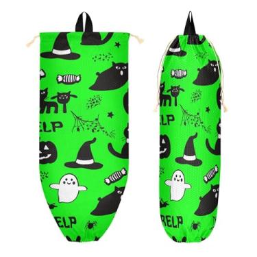 Imagem de xigua Suporte de parede para saco de plástico de Halloween com cordão 1 pacote, organizador de sacolas de supermercado reutilizável para bolsas, meias, roupas íntimas e gravatas