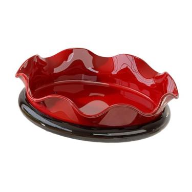 Imagem de DimyFew Prato Giratório para Petiscos, Tigela para Nozes, Bandeja Decorativa para Aperitivos, Ideal para Festas, Salas de Estar E Aniversários, Vermelho, Tamanho real