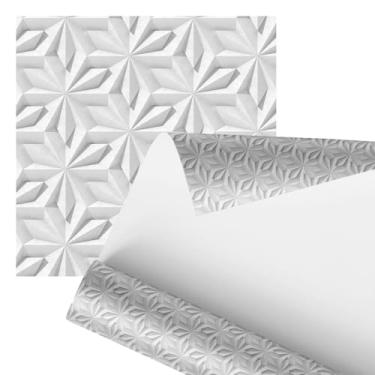Imagem de Papel de Parede 3D Geométrico Branco, Design Moderno em Relevo, Padrão Origami, 2,80 Metros, Decoração para Paredes