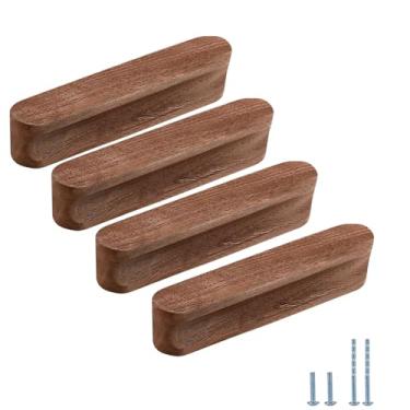 Imagem de Evionlin 12 maçanetas de porta de armário de nogueira longa de 10 cm, puxador oval de gaveta de madeira para armário de cozinha