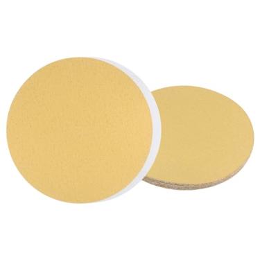Imagem de Kozelo 8 unidades de discos de lixa PSA - [22,4 cm x 60 gramão] Discos de lixa dourados autoadesivos sem furo para uso de pintura automotiva de carro, óxido de alumínio, redondos