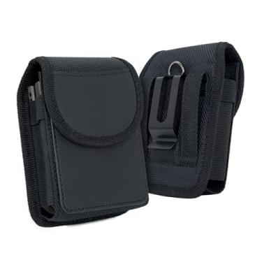 Imagem de URDIKKG Bolsa para celular compatível com Samsung Galaxy Z Flip 7/6/5/4/3, Motorola Razr Series, suporte de cinto para celular com suporte para cartão e fecho magnético, PP-Preto