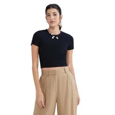 Imagem de Blusa Hering Feminina Cropped Em Ribana Canelada-Feminino