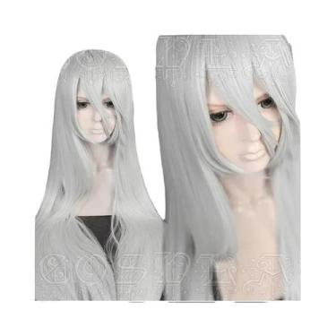 Imagem de Peruca Longa Cinza Prateada Para Cosplay De NieR Automata YoRHa Tipo a