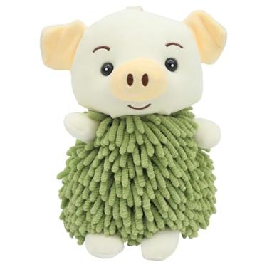 Imagem de Toalhas de mão fofas de pelúcia de chenille de chenille de desenho animado, 1 peça de toalha de mão macia absorvente para banheiro, cozinha, 18 x 28 cm, verde