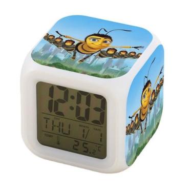 Imagem de Relógio digital LED Bee Colorful com função de despertador de 8 cm - y