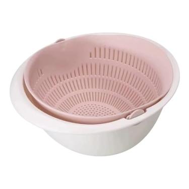 Imagem de fruteira cesta Cesta de frutas para cozinha Cesta de vegetais de camada dupla, fruteira de plástico bancada(Pink)