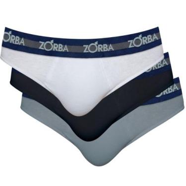 Imagem de Cueca Zorba Slip em Algodão 764 C/3, Branco, Preto, Grafite, 467, G