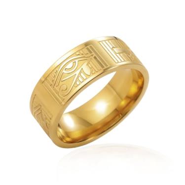 Imagem de VASSAGO Anel Egípcio Antigo de Aço Inoxidável Ankh Cruz Olho de Hórus Anéis Egito Proteção Amuleto Joias para Homens e Mulheres, T 1/2, Aço inoxidável, Sem pedra preciosa