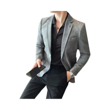 Imagem de Blazer Masculino Slim Fit De Veludo Couro De Veado Luxuoso Casual De N