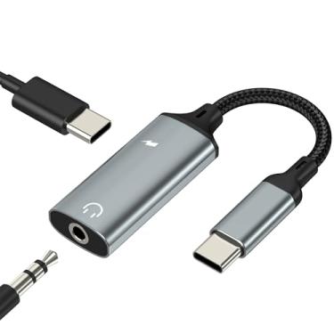 Imagem de Adaptador de fone de ouvido USB C (2 em 1) com conector auxiliar de áudio para iPhone 17 16 15 Pro Max 3,5 mm para carregador tipo C compatível com Samsung S25 ultra Splitter, cabo dongle para Apple